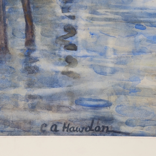 76 - C A Hawdon, watercolour, Notre Dame from the Seine, signed, 19