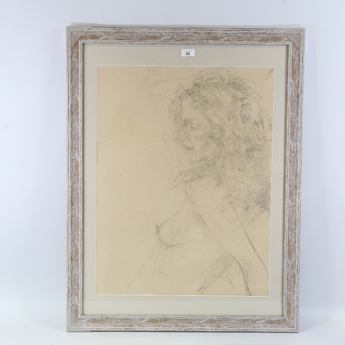 85 - J Gunn-Cairns (Scottish), pencil/charcoal on paper, life study, inscribed verso, 26