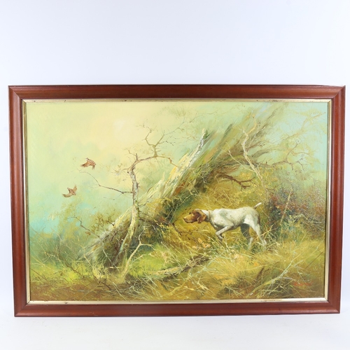 88 - Eugene Kingman, oil on board, Gun dog in woodland, signed, 24