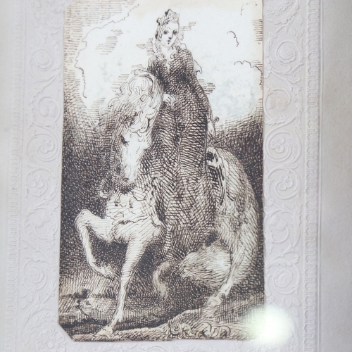 90 - Circle of Henry Fuseli, early 19th century ink drawing, woman on horseback, unsigned, image 5