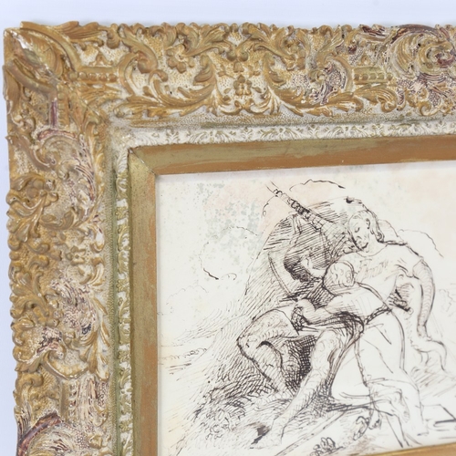 91 - Circle of David Wilkie, 19th century pen and ink drawing, Classical study, unsigned, 7