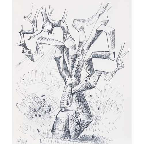 96 - Pablo Picasso, lithograph on fine paper, abstract tree, published 1952, 10