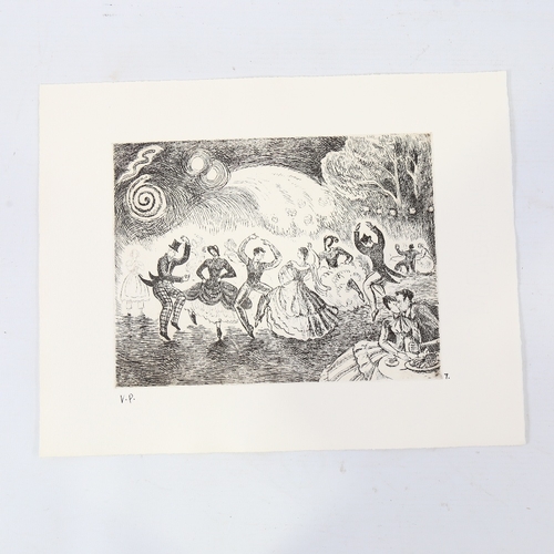 104 - Mary Viola Paterson (1899 - 1981), engraving, country dance, signed in ink with monogram, image 6