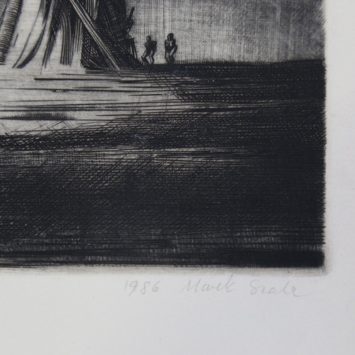 108 - 20th century Polish School, surrealist etching, 1986, indistinctly signed in pencil, image 11.5