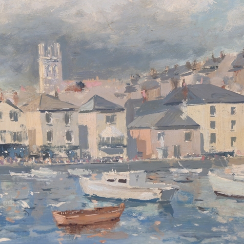 117 - Michael Darling, oil on board, harbour scene, signed with monogram, dated 1964, 11.5