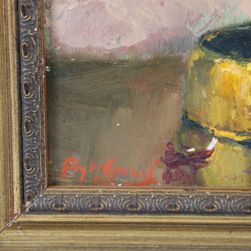 120 - 20th century oil on board, still life, unsigned, 19