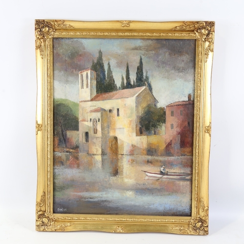 140 - Nisbet, oil on canvas, Italian buildings, signed, 20