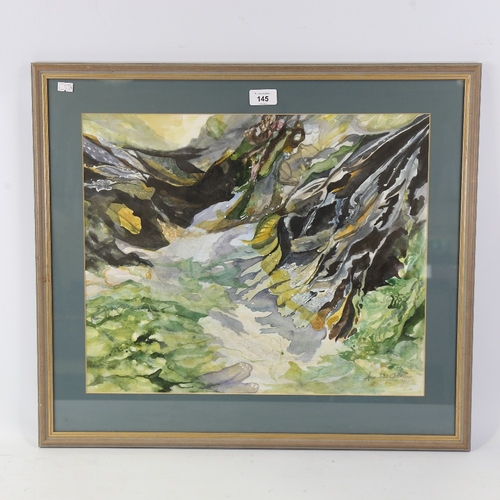 145 - Annelies Clarke, watercolour, The Rock Pool, signed and dated '92, 16