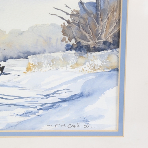 156 - C M Evans, watercolour, snow landscape, 2007, signed, 11.5