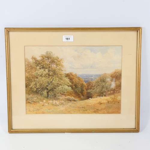 161 - Sutton Palmer, watercolour, sheep in landscape, signed and dated 1884, 9.5