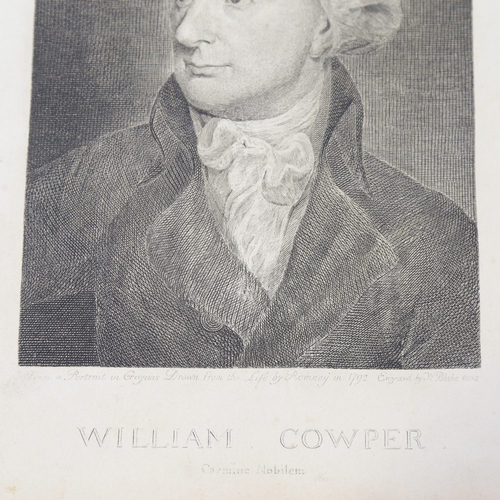 165 - William Blake (1757 - 1827) after George Romney, engraving, portrait of William Cowper, published 18... 