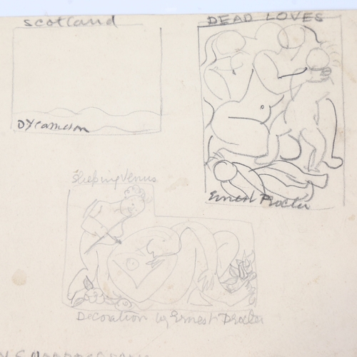 166 - Laura Knight (1877 - 1970), sheet of pencil drawings on paper, Royal Academy Suppressions, 7