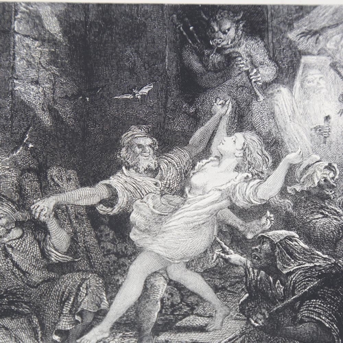 169 - William Bell Scott (1811 - 1890), etching, tam o'shanter, warlocks and witches in a dance, image 4