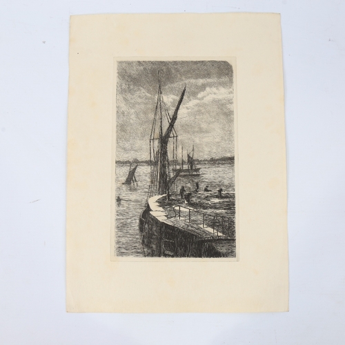 178 - Edwin Edwards (1823 - 1879), etching, Thames and Medway canal entrance, 1877, image 8.5