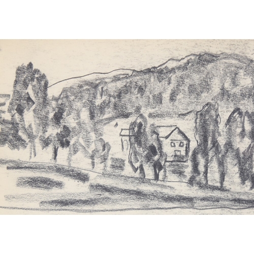 186 - Sir William Mactaggart (1903 - 1981), pencil drawing on paper, farm in woods, 4