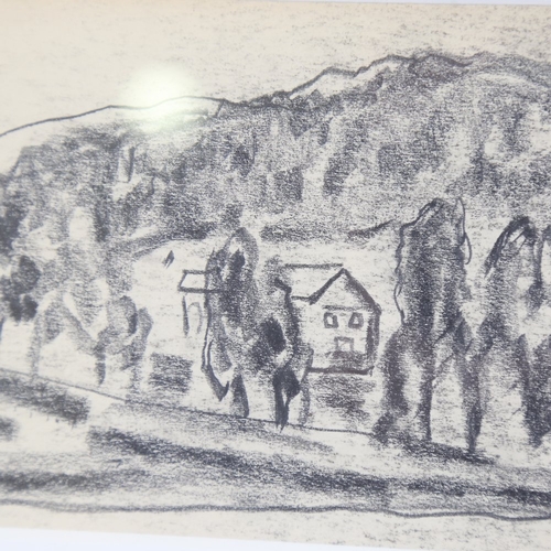 186 - Sir William Mactaggart (1903 - 1981), pencil drawing on paper, farm in woods, 4