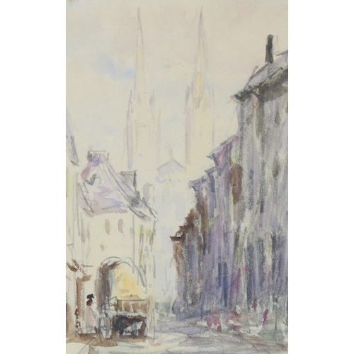 187 - Sir Barry Jackson (1879 - 1961), watercolour, city scene, unsigned, 6.5