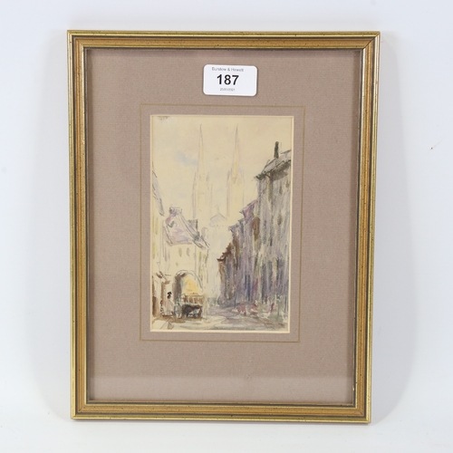 187 - Sir Barry Jackson (1879 - 1961), watercolour, city scene, unsigned, 6.5