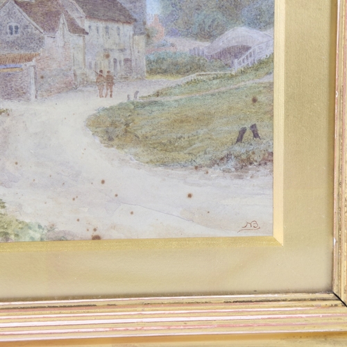 189 - Nathaniel Baird (1865 - 1936), watercolour, village scene, signed with monogram, 10