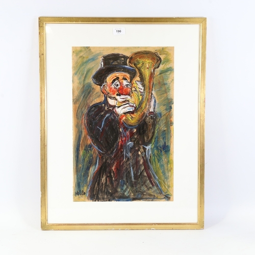 190 - Vojic Milo (1923 - 2004), acrylic on paper, clown, signed, 19.5