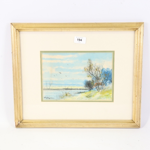 194 - Abraham Hulk Jnr, watercolour, blue morning, signed, 6