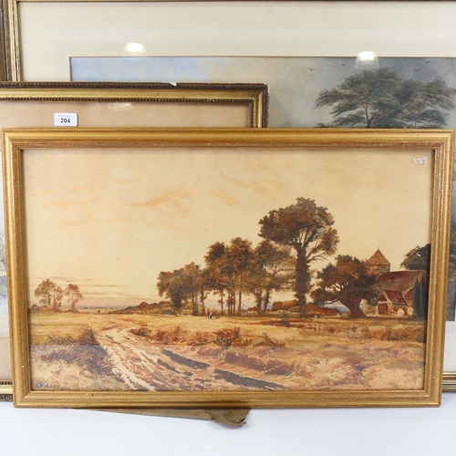 204 - 3 various 19th century watercolours, rural scenes, all unsigned, framed (3)