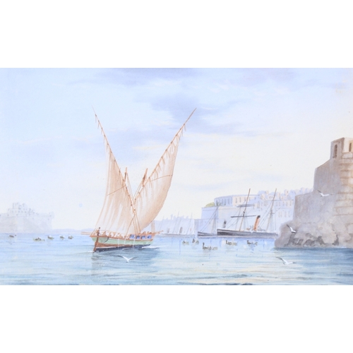 214 - Vincenzo Desposito (1866 - 1946), gouache, Grand Harbour Malta, unsigned, 4