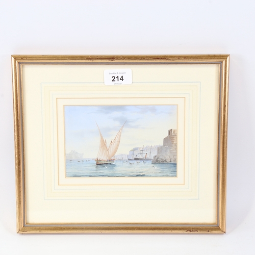 214 - Vincenzo Desposito (1866 - 1946), gouache, Grand Harbour Malta, unsigned, 4