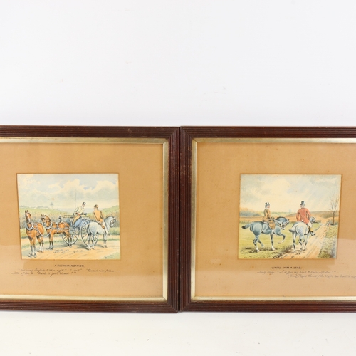 219 - T P Hindley, set of 4 watercolours, hunting scenes, circa 1900, signed, 6.5