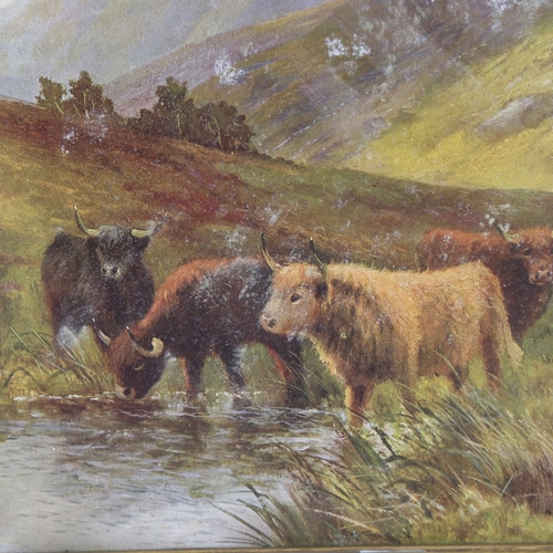 221 - Daniel Sherrin, oil on board, Highland cattle, signed, 11.5