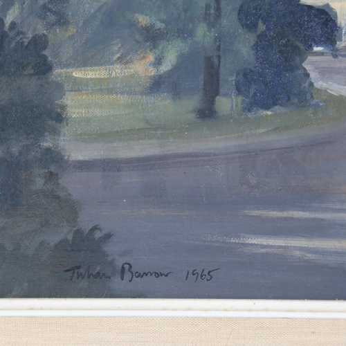 222 - Julian Barrow, oil on canvas, Somerset Place Bath 1965, signed, 12