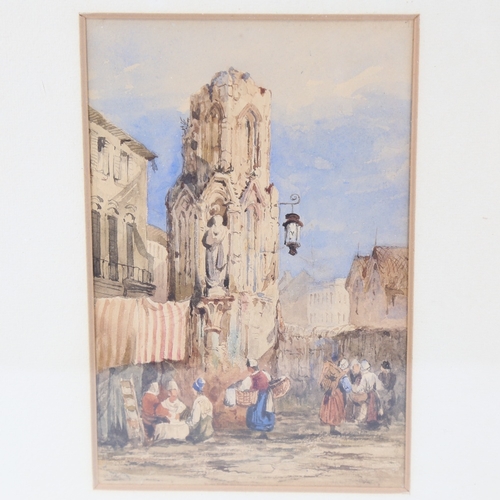 227 - Circle of Samuel Prout, early 19th century watercolour, Continental street scene, unsigned, 8