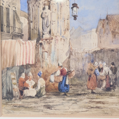 227 - Circle of Samuel Prout, early 19th century watercolour, Continental street scene, unsigned, 8