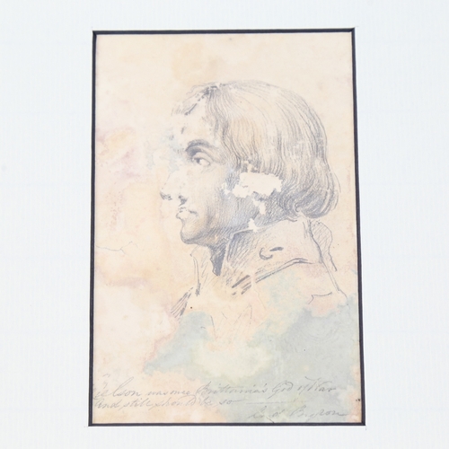 249 - Early 19th century pencil profile portrait of Lord Nelson, pencil inscription, 5.5