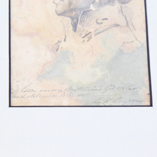 249 - Early 19th century pencil profile portrait of Lord Nelson, pencil inscription, 5.5