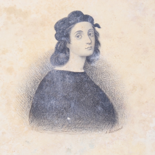 250 - After Raphael, pencil portrait by R Scatcherd, circa 1840s, 8