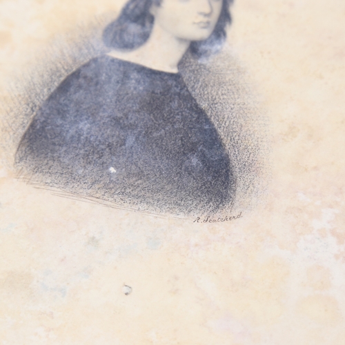 250 - After Raphael, pencil portrait by R Scatcherd, circa 1840s, 8