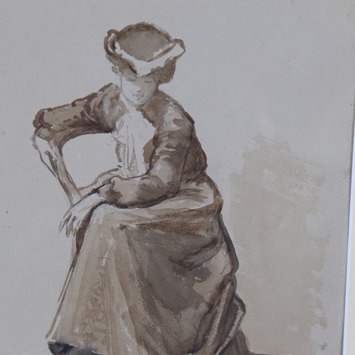 253 - Early 20th century British School, 2 ink and wash studies, seated woman, unsigned, 9