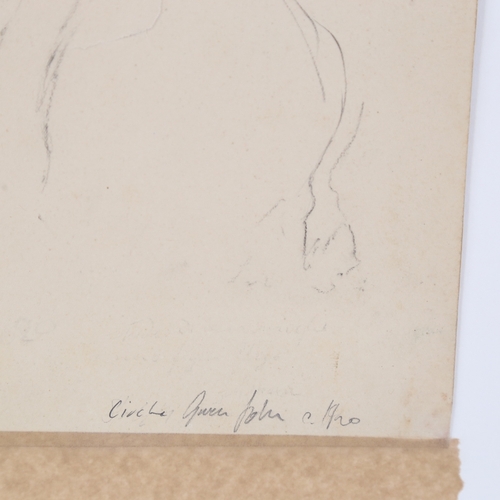 254 - Circle of Gwen John, double-sided pencil drawing, life study, inscribed on reverse, 11.5