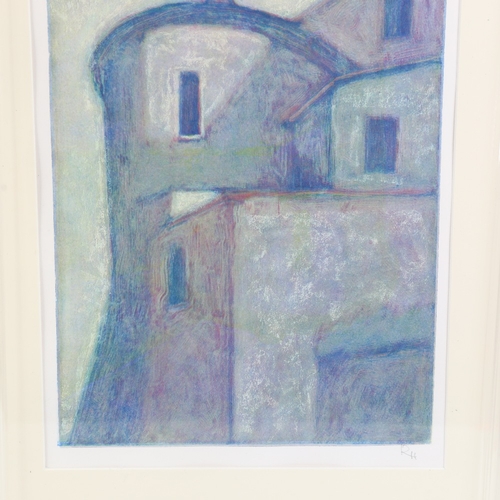 256 - Robin Holtom, 2 unique monoprints, Continental architectural studies, signed with pencil monograms, ... 