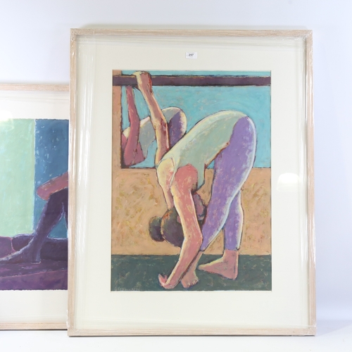 257 - Robin Holtom, pair of mixed media paintings on paper, ballet dancers, 22.5