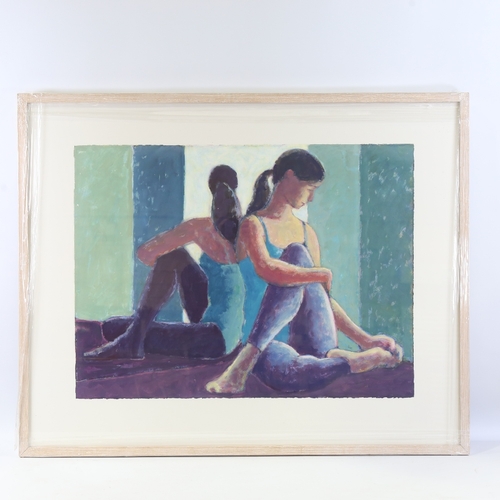 257 - Robin Holtom, pair of mixed media paintings on paper, ballet dancers, 22.5