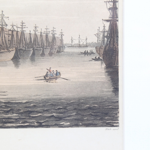 258 - A rare original aquatint, the West India Docks from Ackerman's Microcosm of London, published 1810, ... 