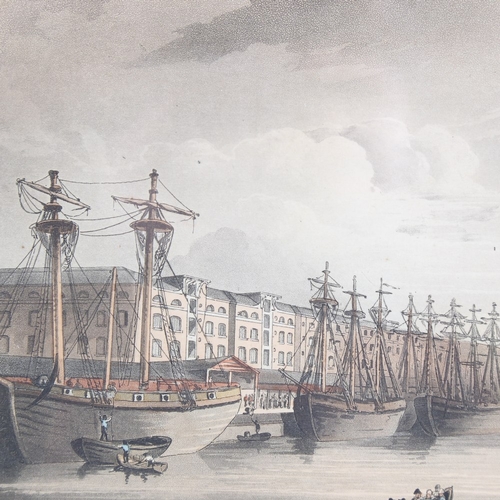 258 - A rare original aquatint, the West India Docks from Ackerman's Microcosm of London, published 1810, ... 