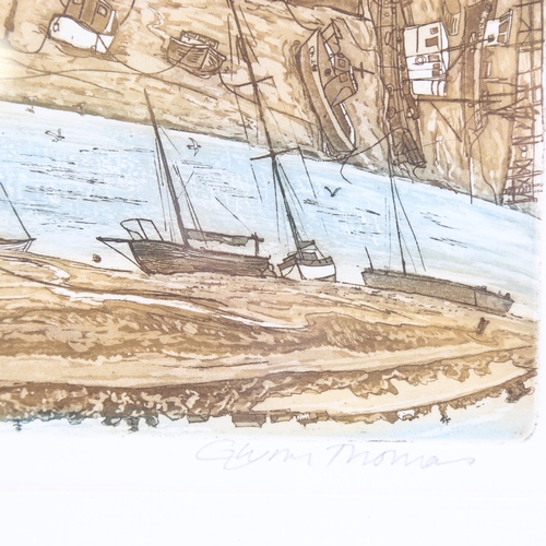 260 - Glynn Thomas, coloured engraving, Wivenhoe Quay, signed in pencil, no. 3/150, image 10.5