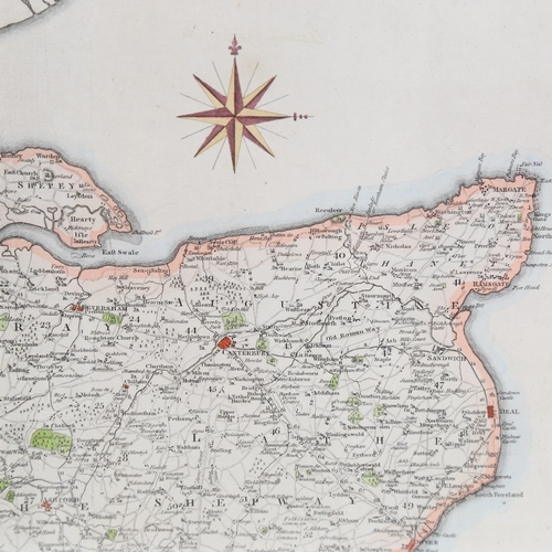 263 - John Cary, copper plate map of Kent dated 1806, later hand colouring, 13.5