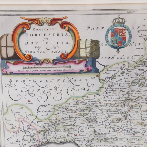 265 - Johannes Blaeu, copper plate engraving, map  of Dorsetshire from the Atlas Novus, published 1645, 15... 