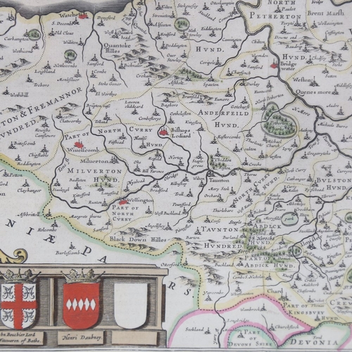 266 - Johannes Blaeu, copper plate engraving, map  of Somersetshire from the Atlas Novus, published 1645, ... 