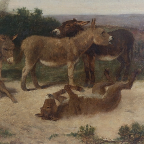 275 - Arthur Batt, oil on canvas, donkeys in a landscape, signed and dated 1907, 25