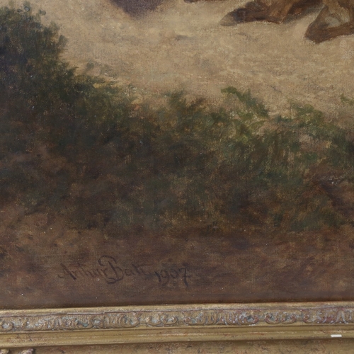 275 - Arthur Batt, oil on canvas, donkeys in a landscape, signed and dated 1907, 25